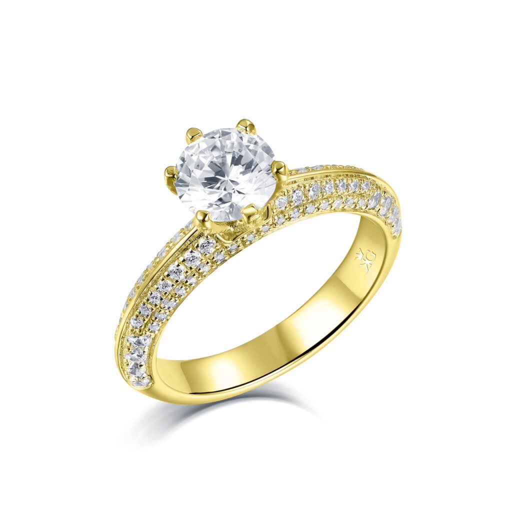 Abril – Sidostensring med diamanter i 18k Gulguld