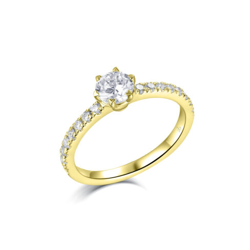 Adelyn – Sidostensring med diamanter i 18k Gulguld