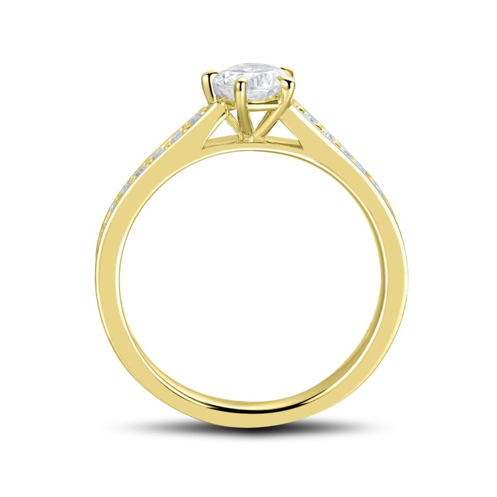 Adrie – Sidostensring med diamanter i 18k Gulguld