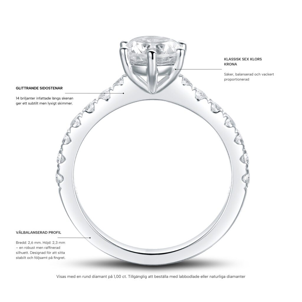 Agnes – Sidostensring med diamanter i 18k Vitguld