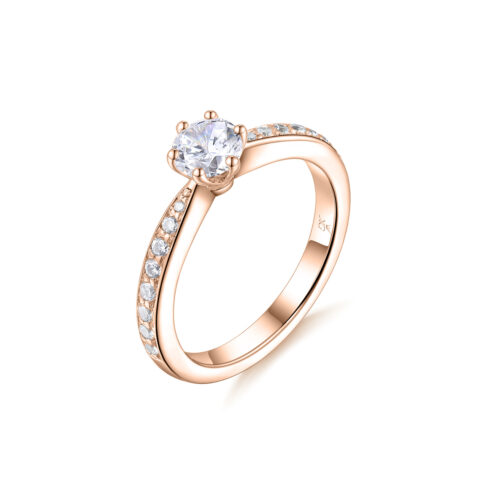 Alba – Sidostensring med diamanter i 18k Roséguld