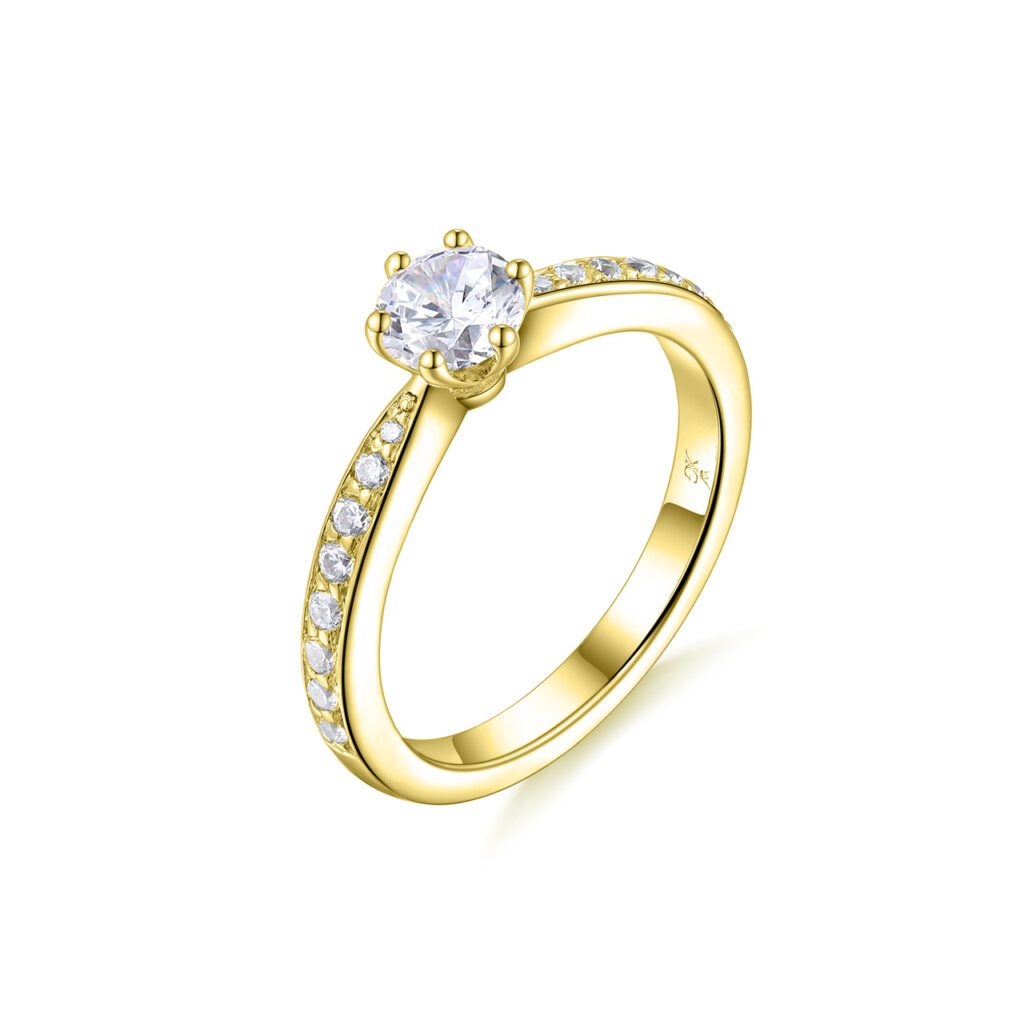 Alba – Sidostensring med diamanter i 18k Gulguld
