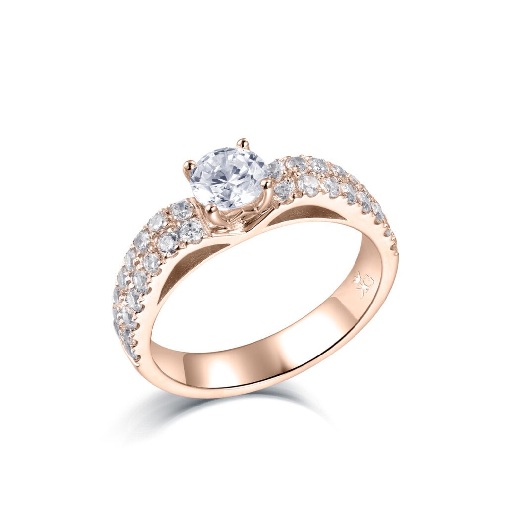 Alexa – Sidostensring med diamanter i 18k Roséguld