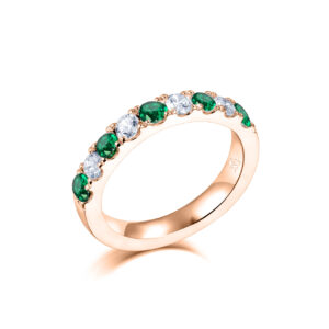 Alicia Smaragd/Diamant 3 mm – Ring med ädelstenar i 18k Roséguld
