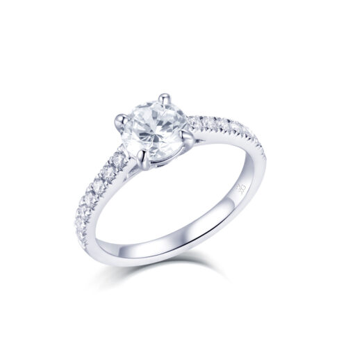 Amber – Sidostensring med diamanter i 950 Platina