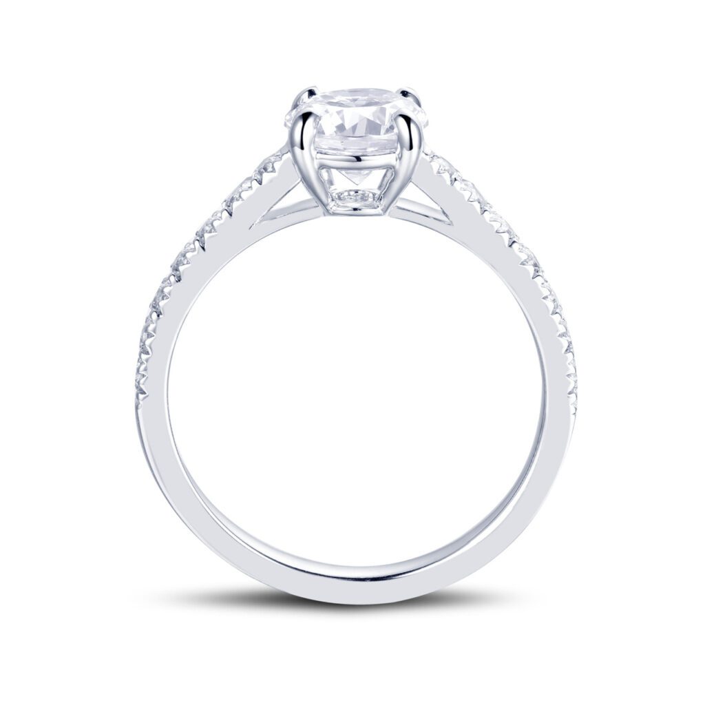 Amber – Sidostensring med diamanter i 18k Vitguld