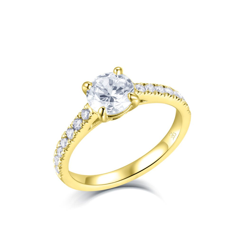 Amber – Sidostensring med diamanter i 18k Gulguld