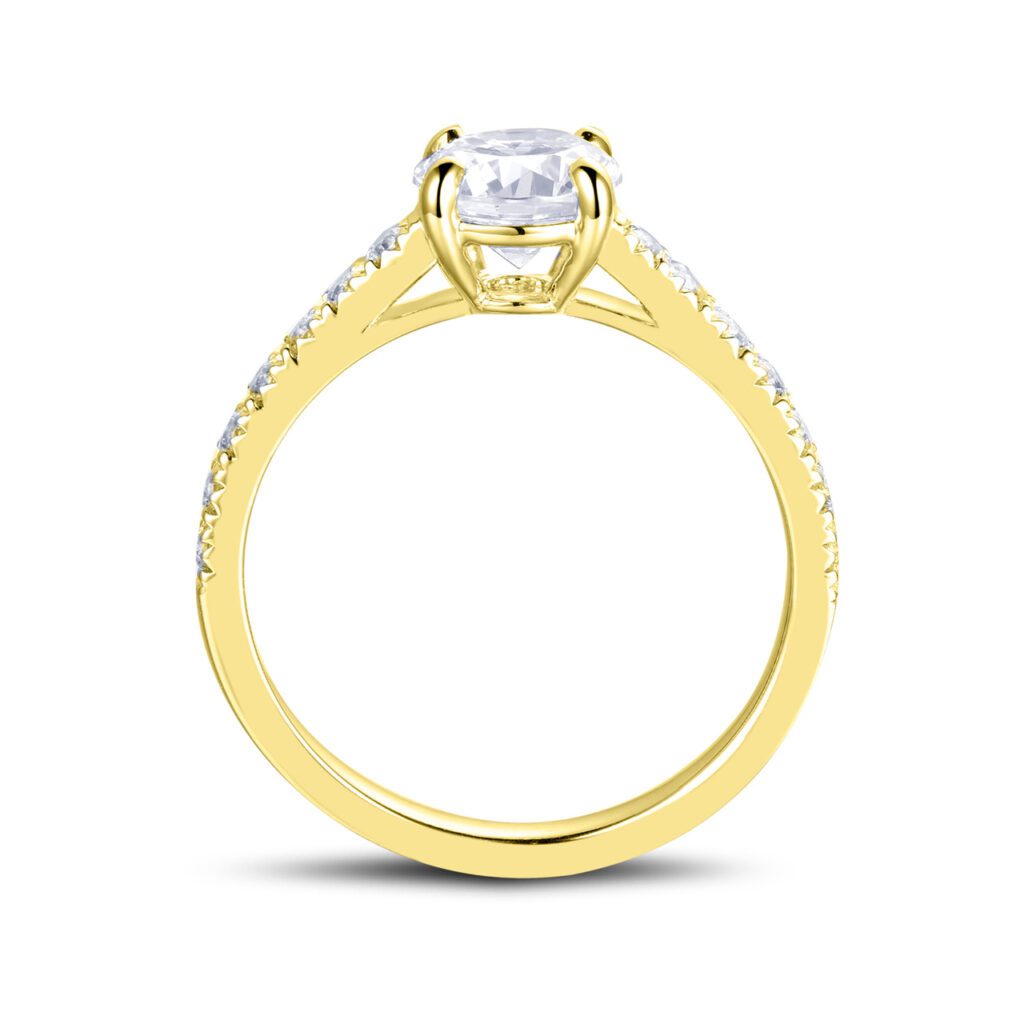 Amber – Sidostensring med diamanter i 18k Gulguld