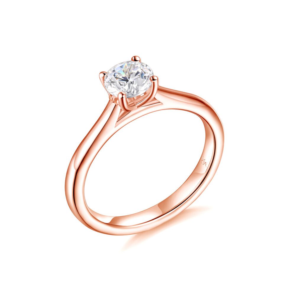 Amina – Förlovningsring i 18k Roséguld med diamant