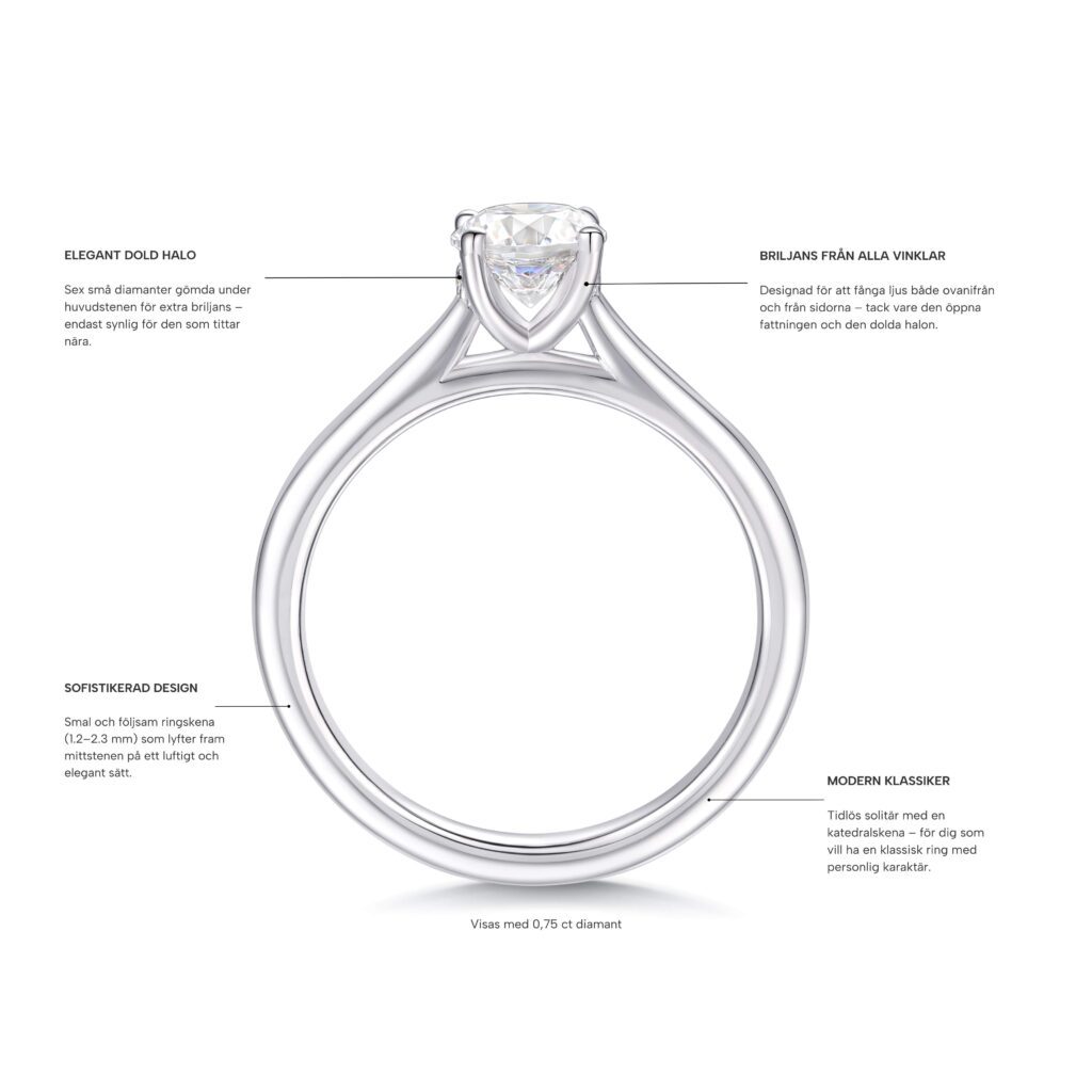 Amina – Förlovningsring i 950 Platina med diamant