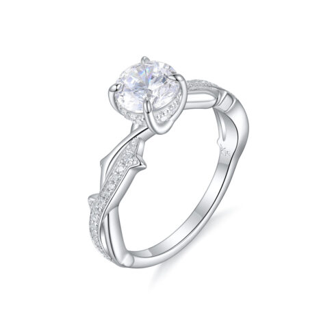 Aspen – Sidostensring med diamanter i 18k Vitguld