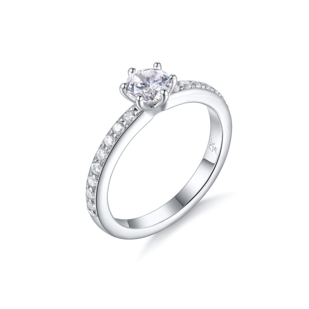 Belle – Sidostensring med diamanter i 18k Vitguld