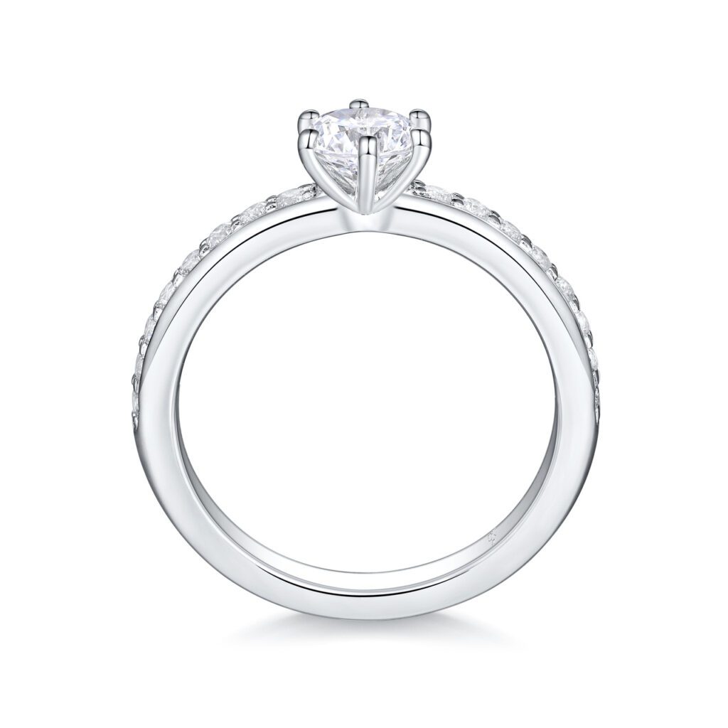 Belle – Sidostensring med diamanter i 18k Vitguld