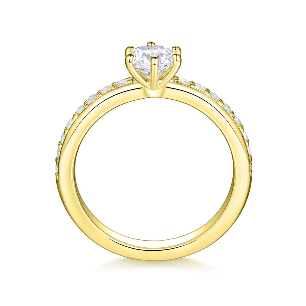 Belle – Sidostensring med diamanter i 18k Gulguld