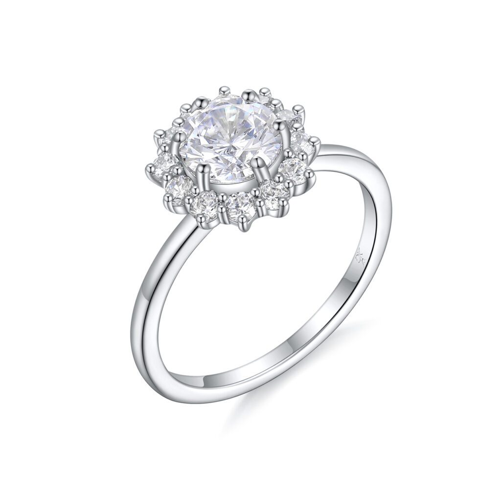Brigette – Haloring i 950 Platina med diamant
