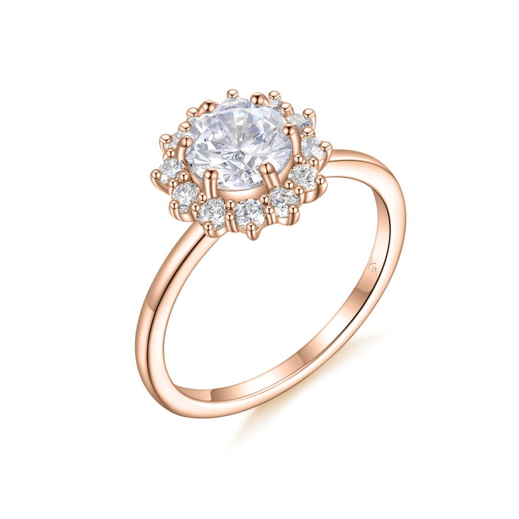 Brigette – Haloring i 18k Roséguld med diamant