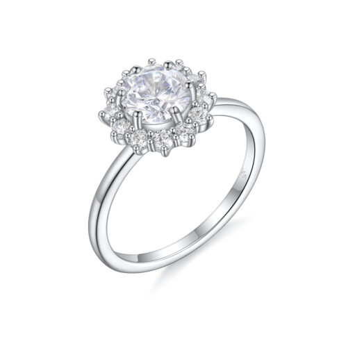 Brigette – Haloring i 18k Vitguld med diamant