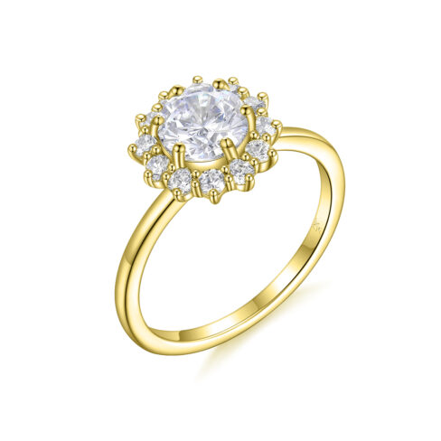 Brigette – Haloring i 18k Gulguld med diamant