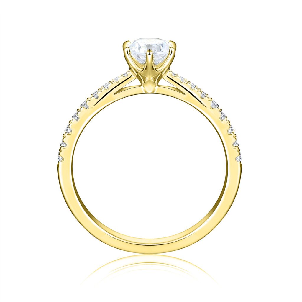 Coralie – Sidostensring med diamanter i 18k Gulguld