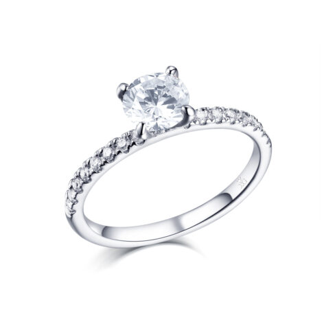 Elsa – Sidostensring med diamanter i 950 Platina