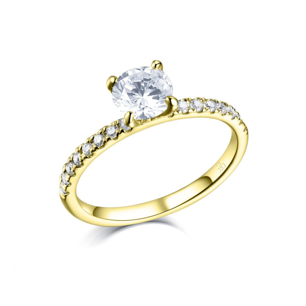 Elsa – Sidostensring med diamanter i 18k Gulguld