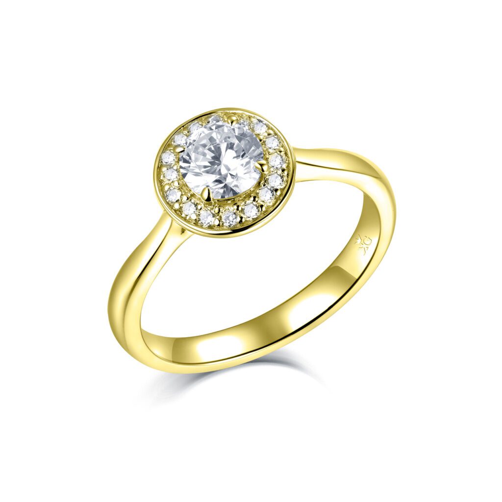 Emily – Haloring i 18k Gulguld med diamant