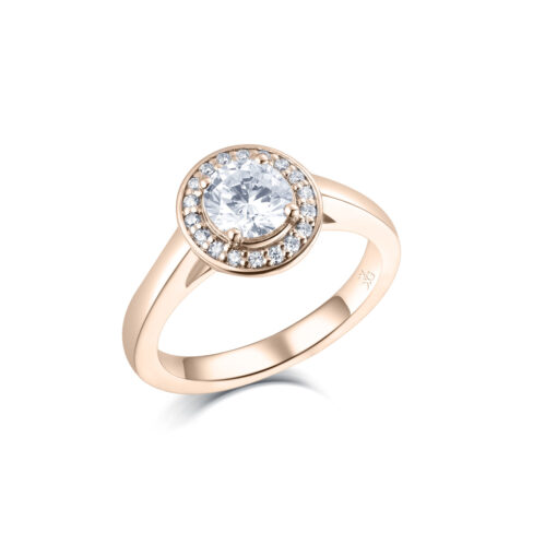 Engla – Haloring i 18k Roséguld med diamant
