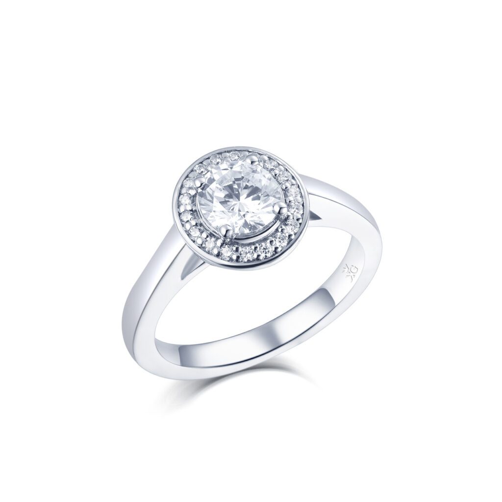 Engla – Haloring i 18k Vitguld med diamant