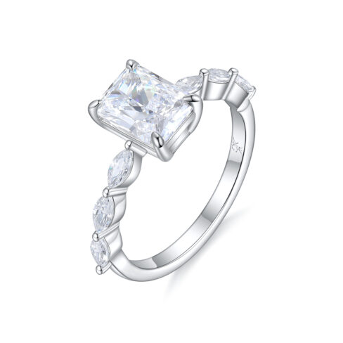 Fiona – Sidostensring med diamanter i 18k Vitguld