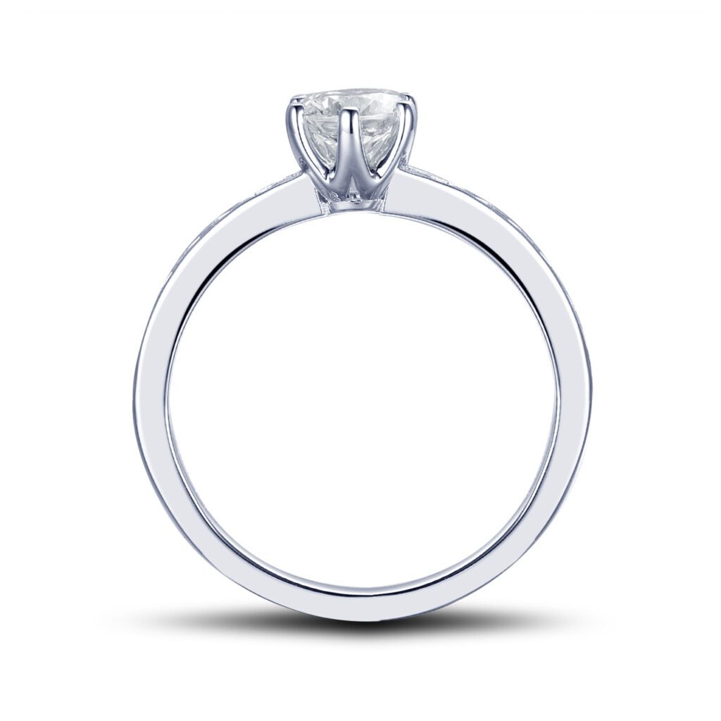 Fleur – Sidostensring med diamanter i 18k Vitguld