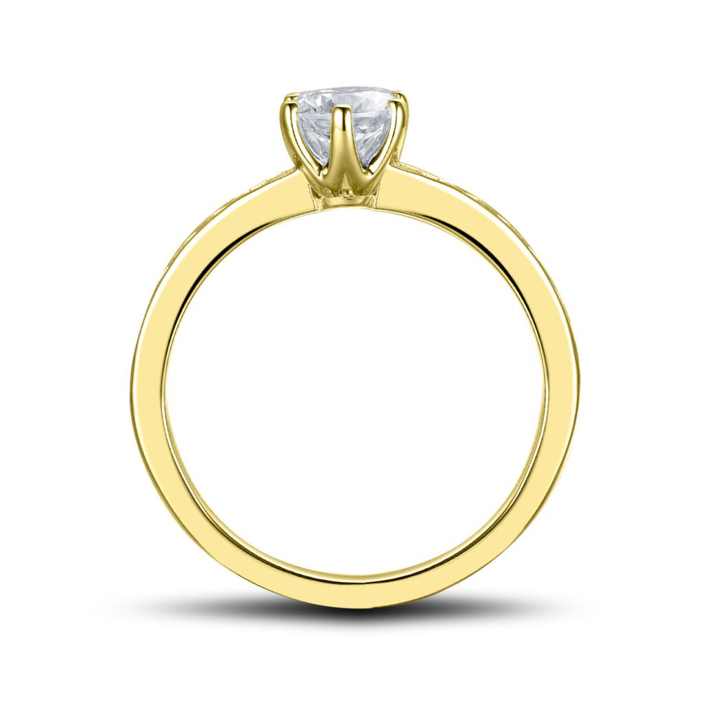 Fleur – Sidostensring med diamanter i 18k Gulguld