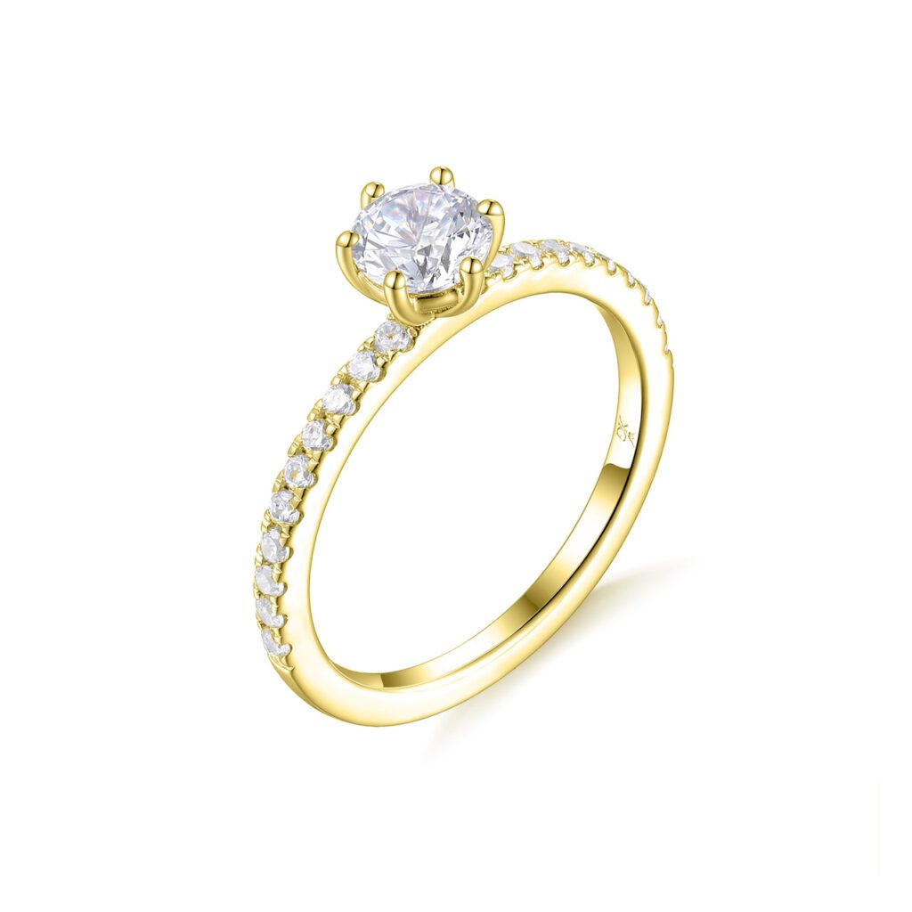 Gisele – Sidostensring med diamanter i 18k Gulguld