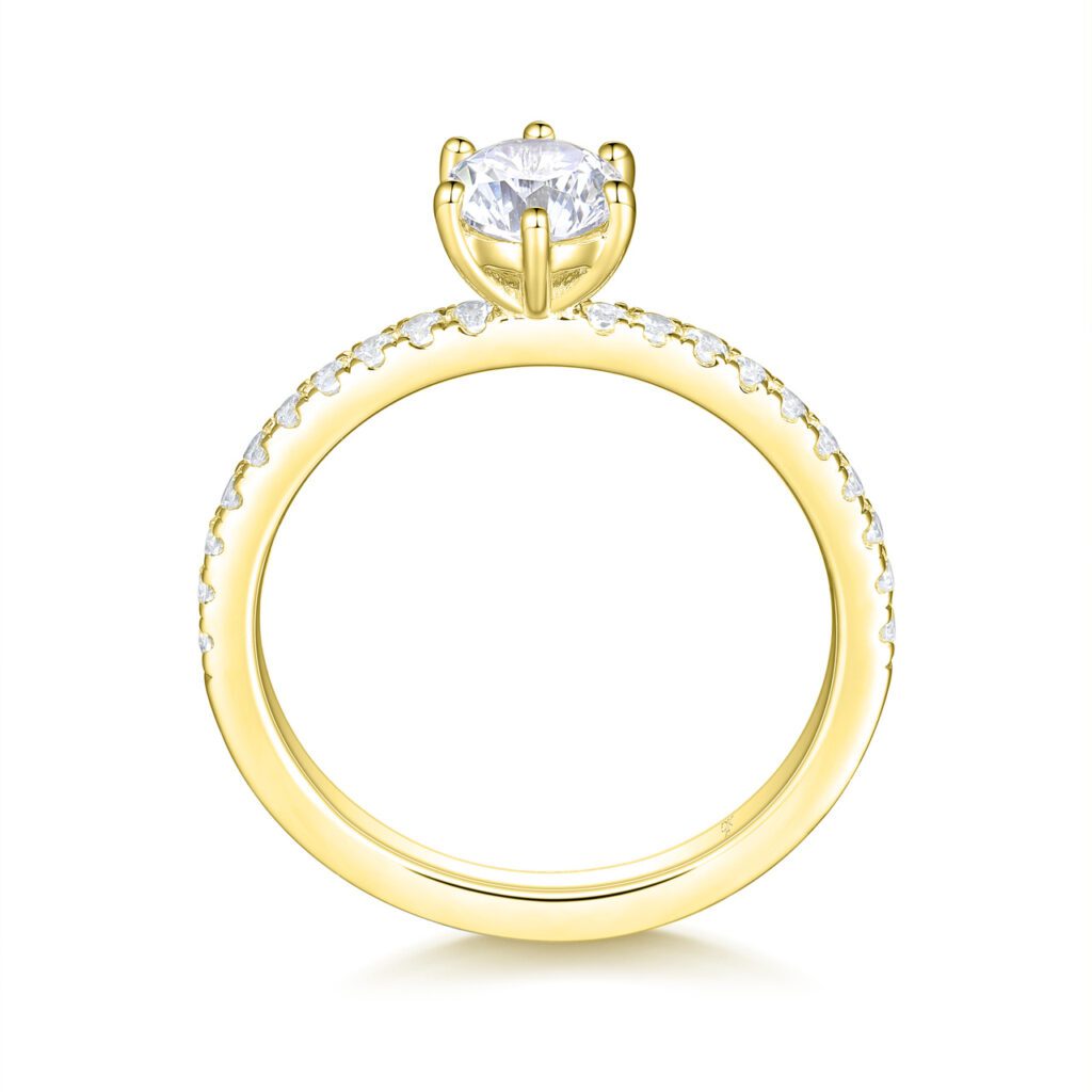 Gisele – Sidostensring med diamanter i 18k Gulguld