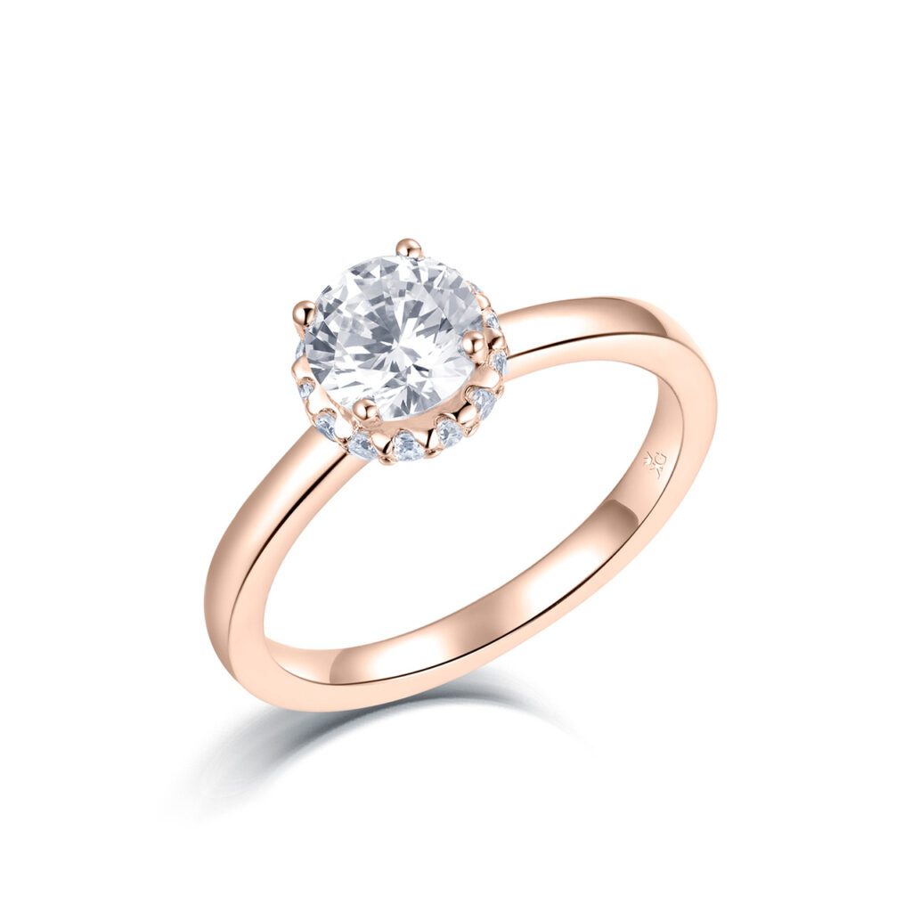 Iris – Haloring i 18k Roséguld med diamant