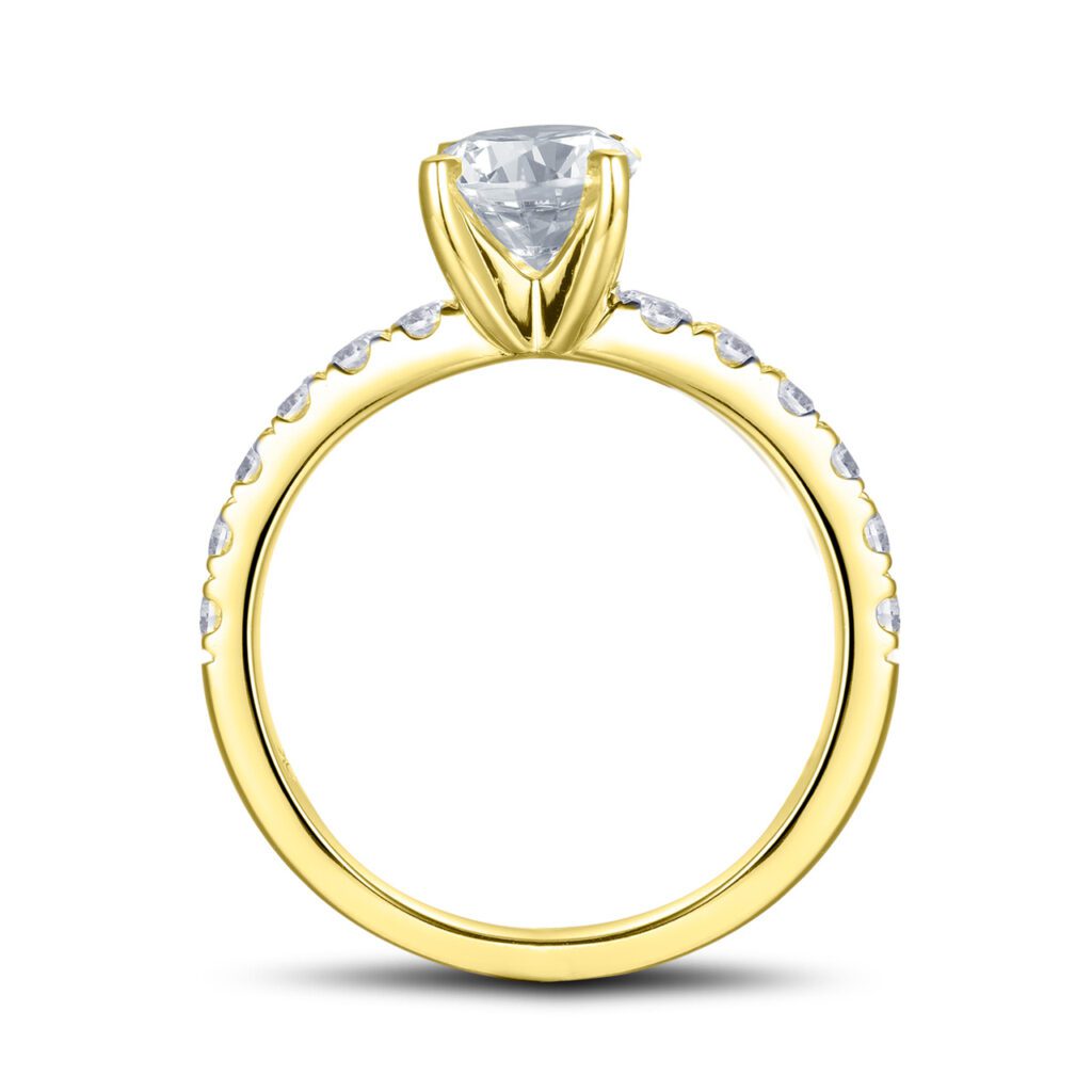 Isabell – Sidostensring med diamanter i 18k Gulguld