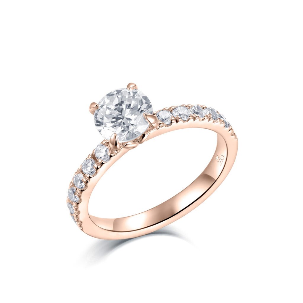 Ivy – Sidostensring med diamanter i 18k Roséguld