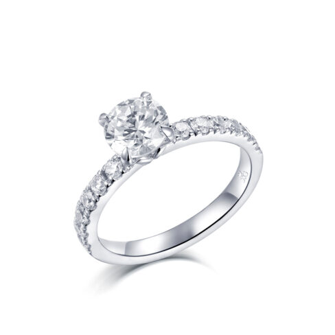 Ivy – Sidostensring med diamanter i 18k Vitguld