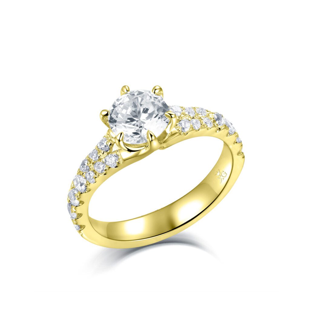 Jenna – Sidostensring med diamanter i 18k Gulguld