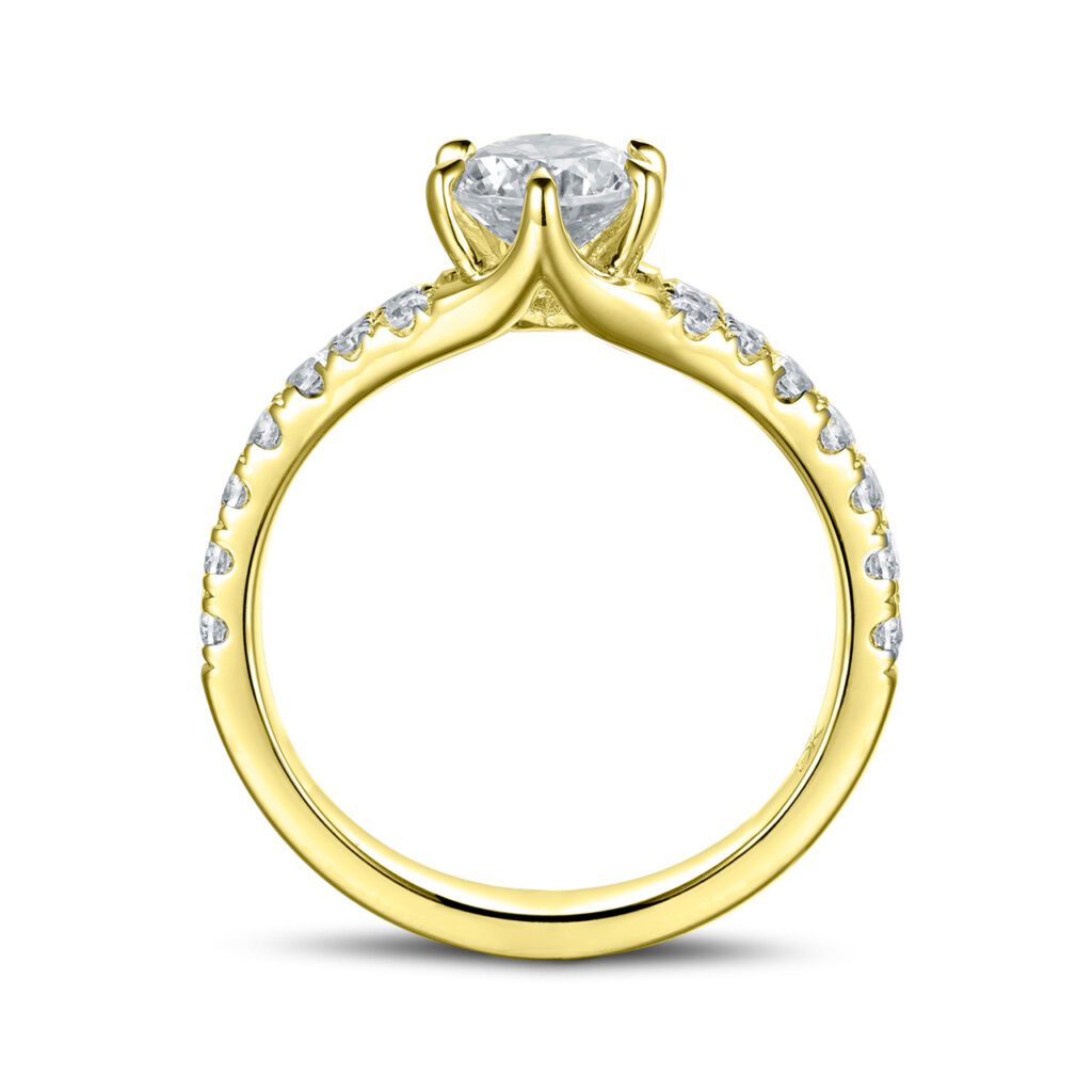 Jenna – Sidostensring med diamanter i 18k Gulguld