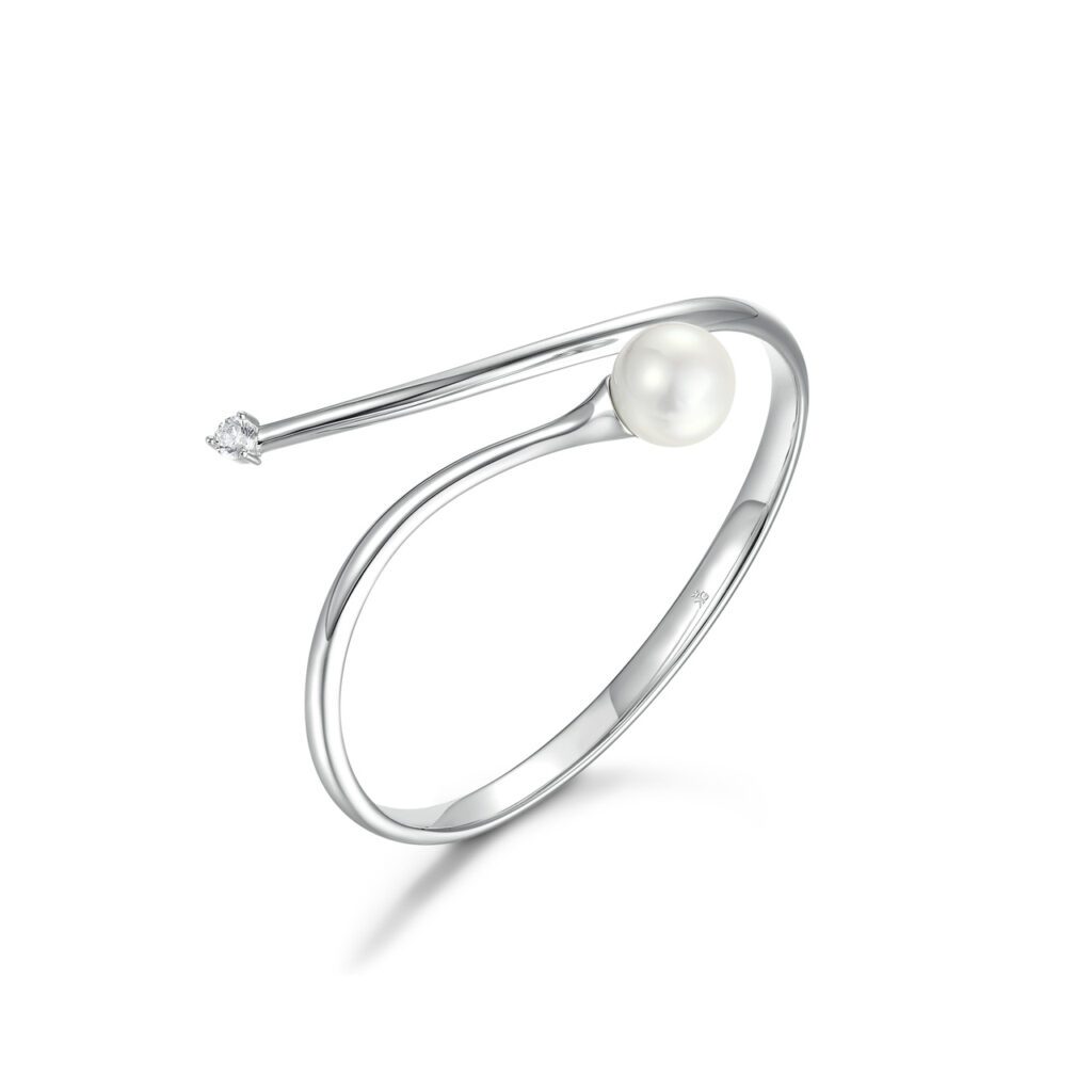 Jianna – Lyxigt stelt armband i 950 Platina med pärla och diamant