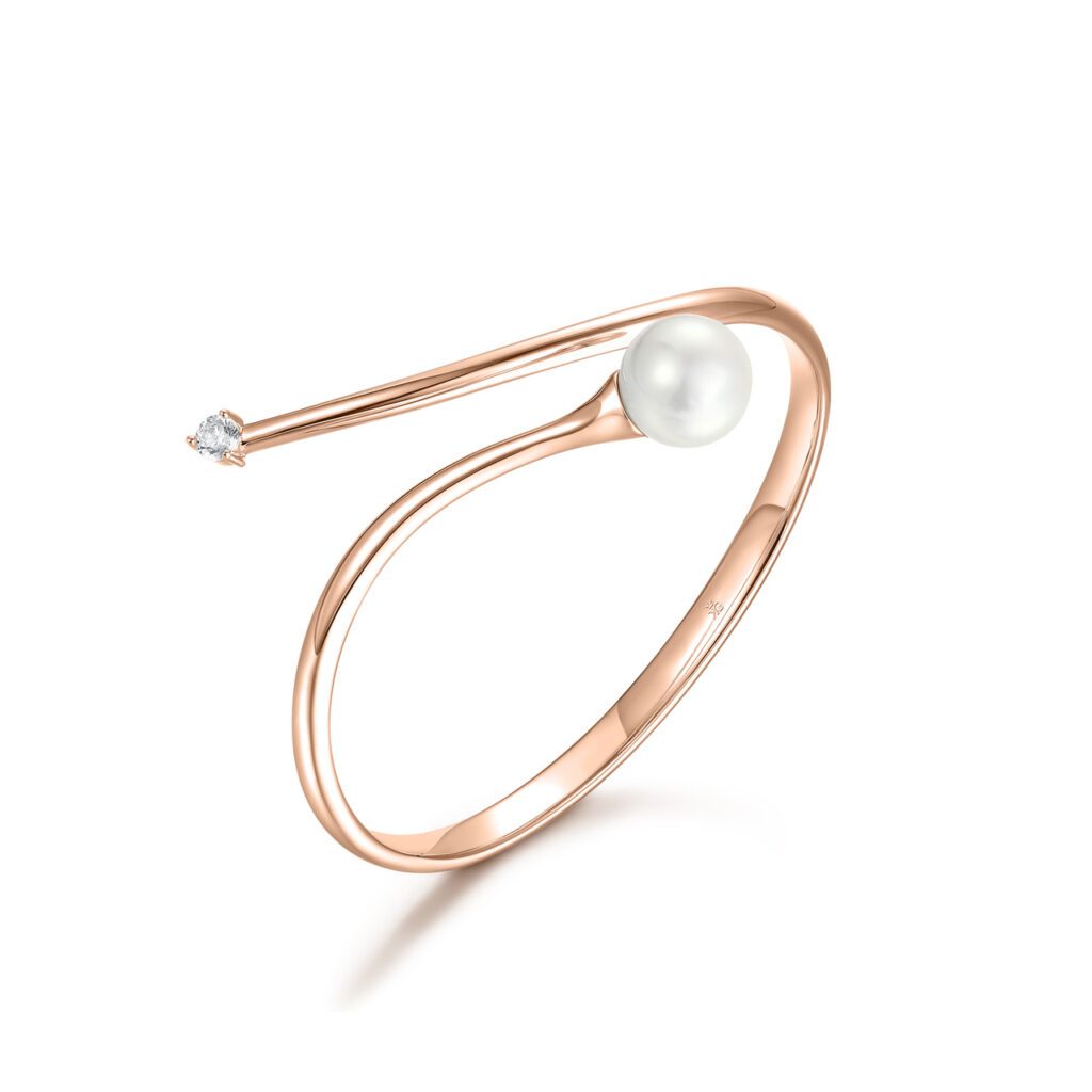 Jianna – Lyxigt stelt armband i 18k Roséguld med pärla och diamant