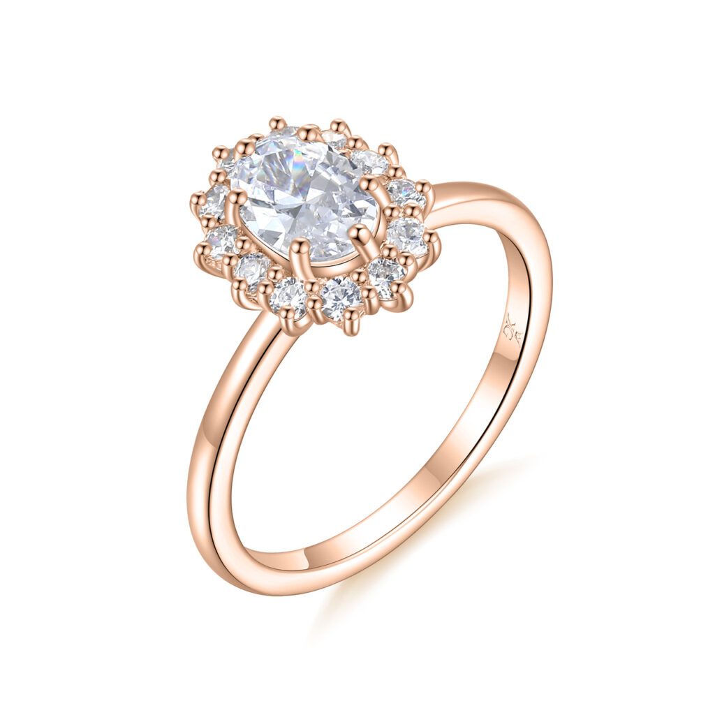 Josette – Haloring i 18k Roséguld med diamant