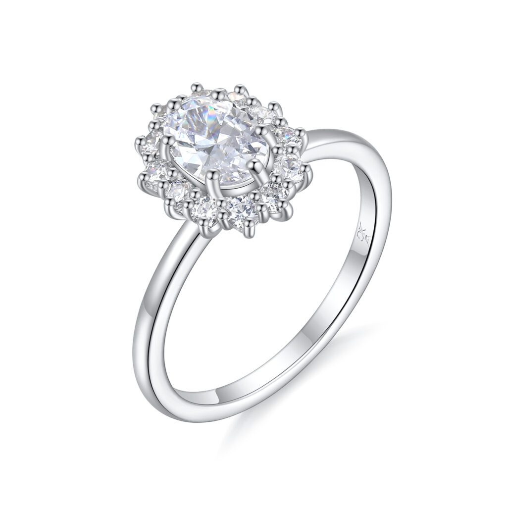 Josette – Haloring i 18k Vitguld med diamant