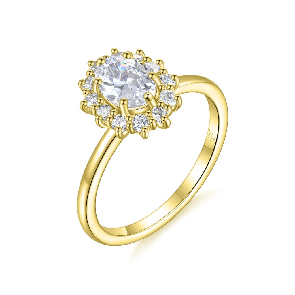 Josette – Haloring i 18k Gulguld med diamant