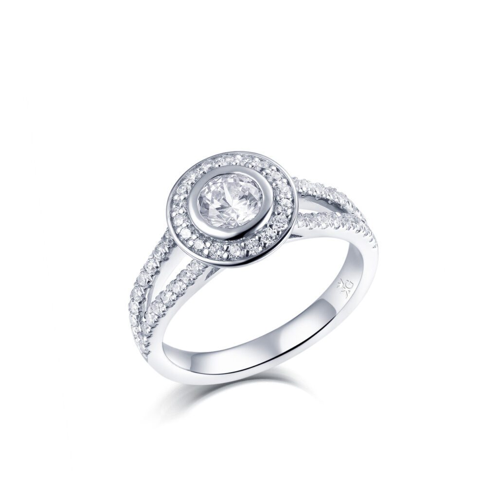Kareen – Haloring i 950 Platina med diamant