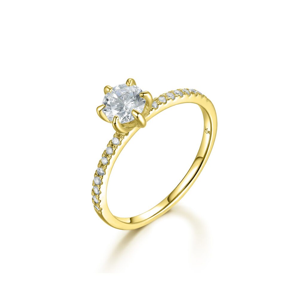 Kyla – Sidostensring med diamanter i 18k Gulguld