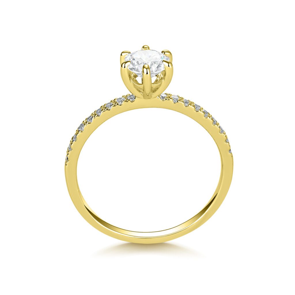 Kyla – Sidostensring med diamanter i 18k Gulguld