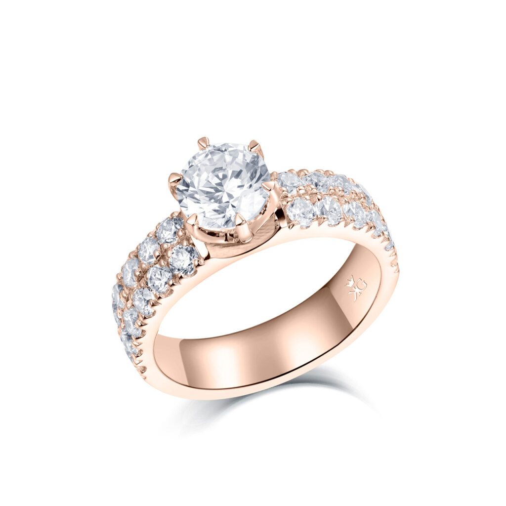 Lea – Sidostensring med diamanter i 18k Roséguld