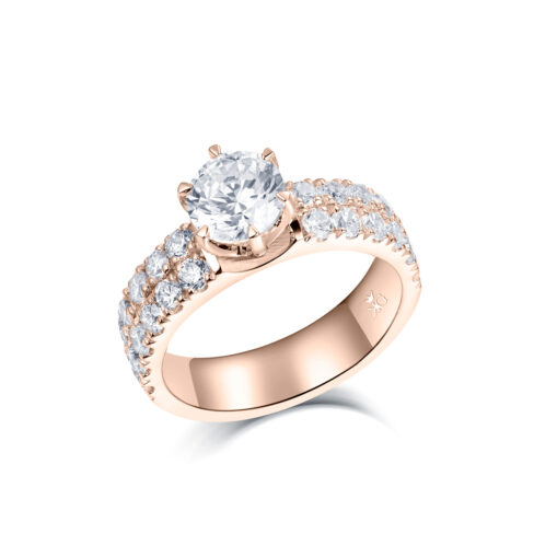 Lea – Sidostensring med diamanter i 18k Roséguld