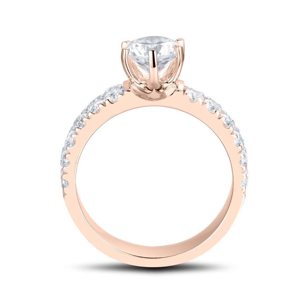 Lea – Sidostensring med diamanter i 18k Roséguld